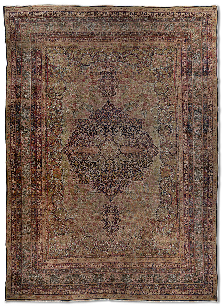 aalam green wool hand knotted Rug - HeadShot