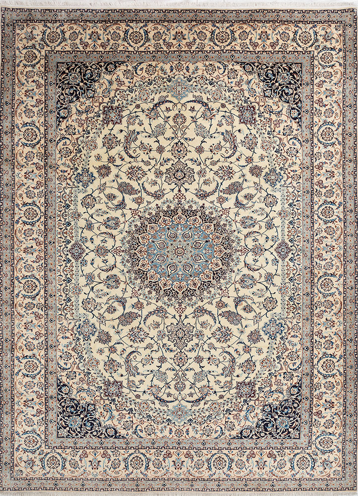 aalam ivory wool hand knotted Rug - HeadShot