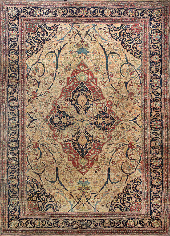 aalam gold wool hand knotted Rug - HeadShot