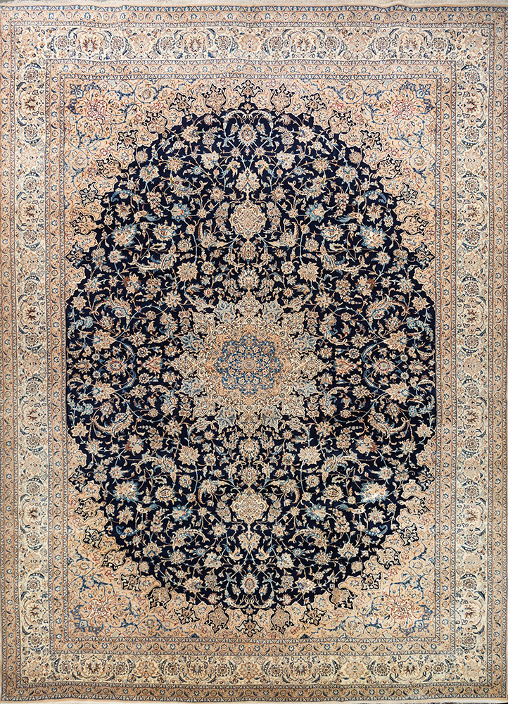 aalam beige and brown wool hand knotted Rug - HeadShot