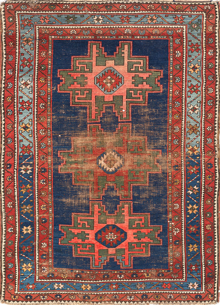 kiaan blue wool hand knotted Rug - HeadShot