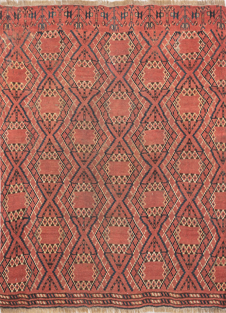 kiaan red and orange wool hand knotted Rug - HeadShot