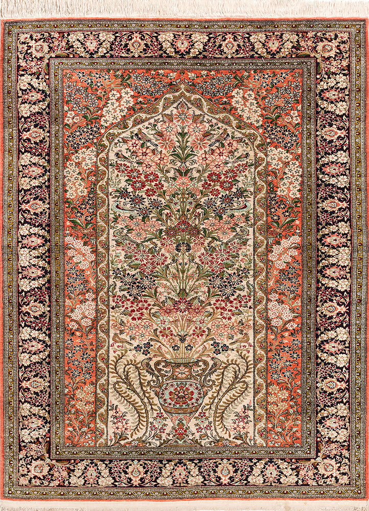gulmarg green silk hand knotted Rug - HeadShot
