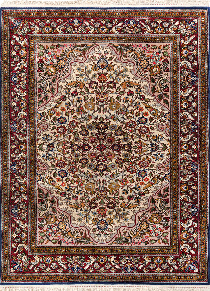 aalam blue wool hand knotted Rug - HeadShot
