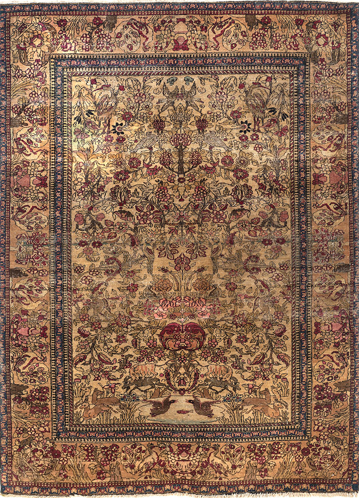 aalam green wool hand knotted Rug - HeadShot