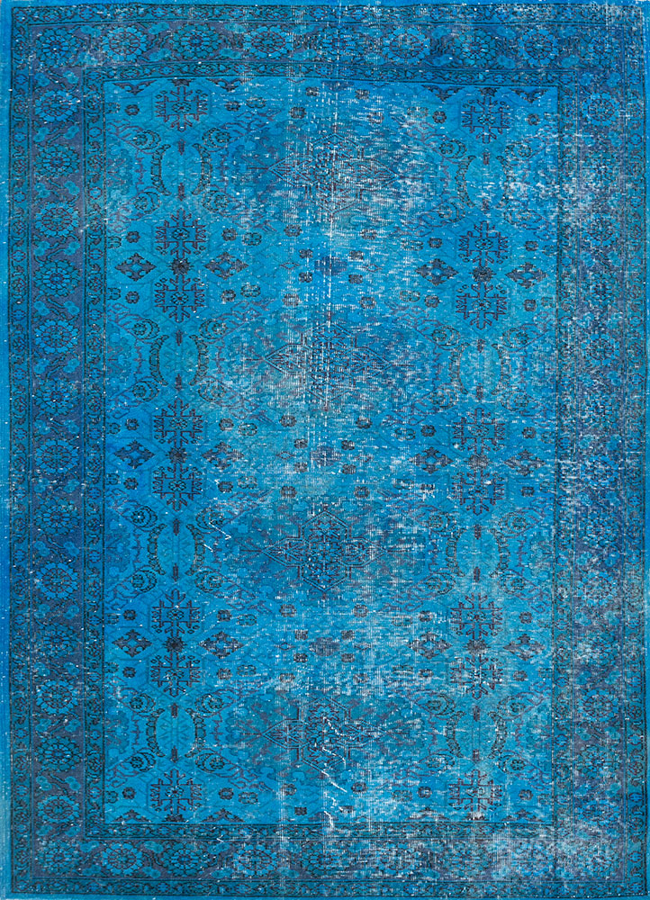 lacuna blue wool hand knotted Rug - HeadShot