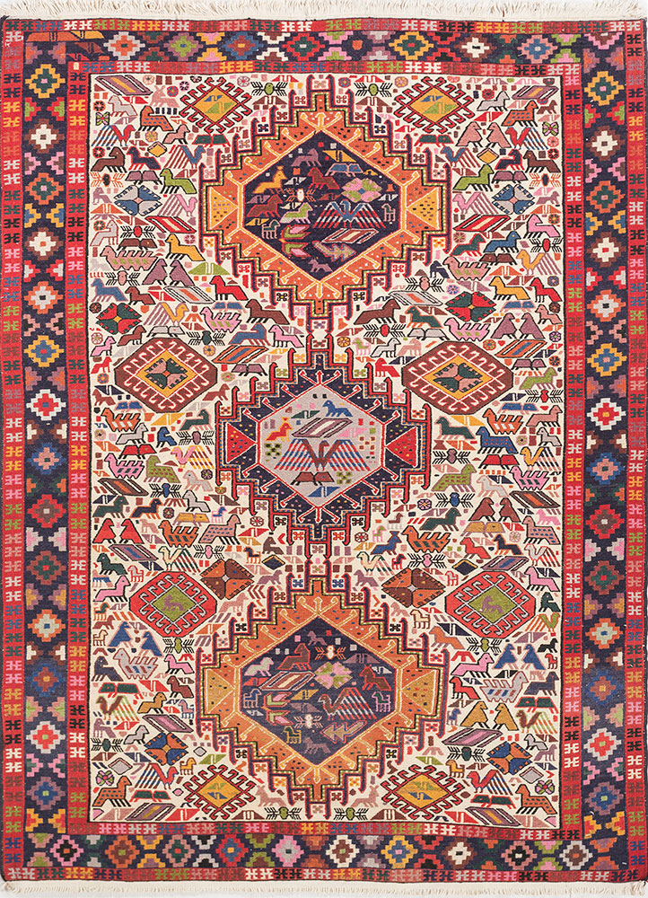 kiaan blue wool and silk hand knotted Rug - HeadShot