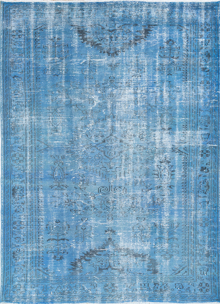 lacuna blue wool hand knotted Rug - HeadShot