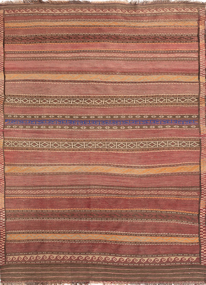 nayaab red and orange wool flat weaves Rug - HeadShot