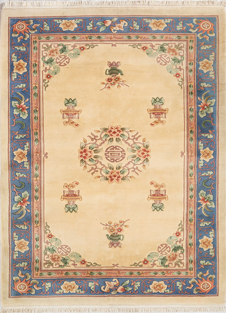 aalam gold wool hand knotted Rug - HeadShot
