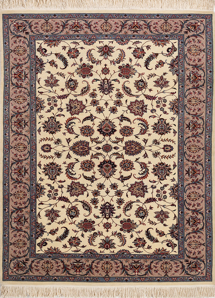 aalam beige and brown wool hand knotted Rug - HeadShot