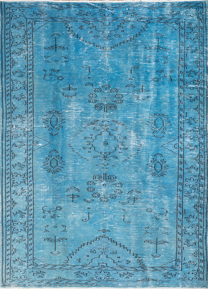 lacuna blue wool hand knotted Rug - HeadShot