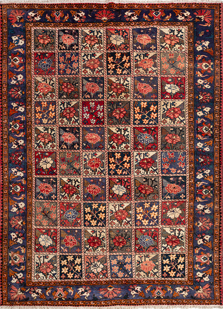 aalam pink and purple wool hand knotted Rug - HeadShot