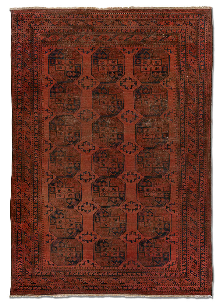 kiaan red and orange wool hand knotted Rug - HeadShot