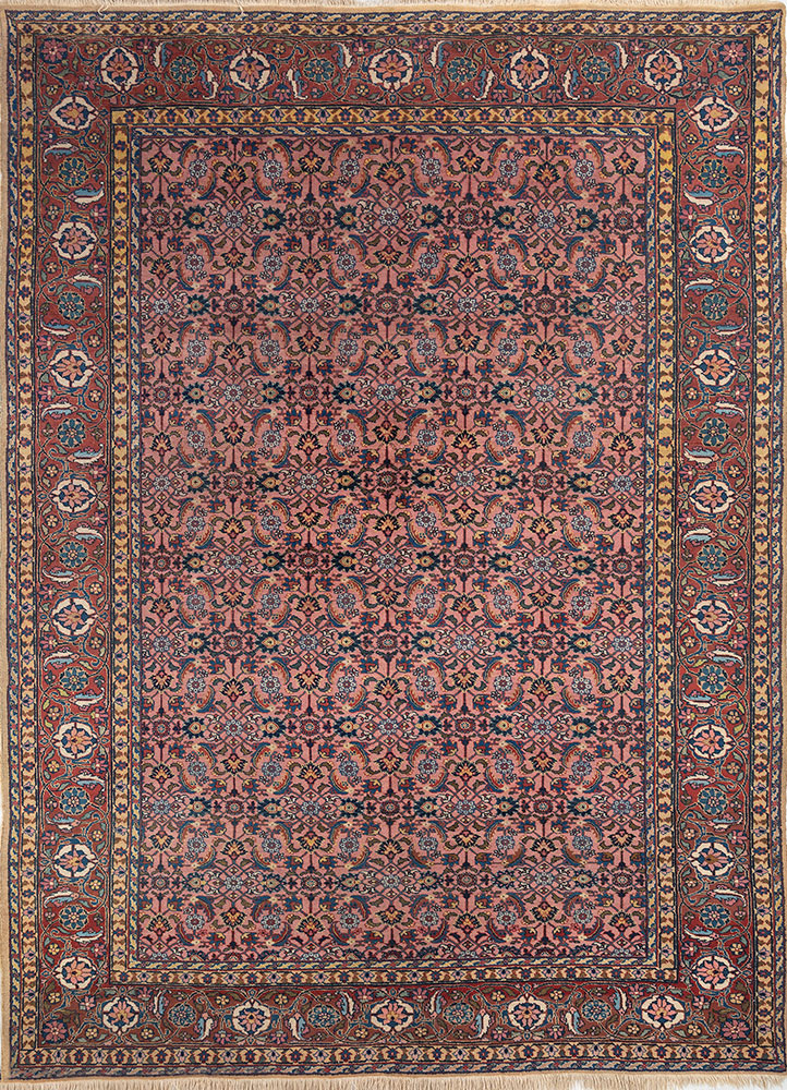 aalam pink and purple wool hand knotted Rug - HeadShot