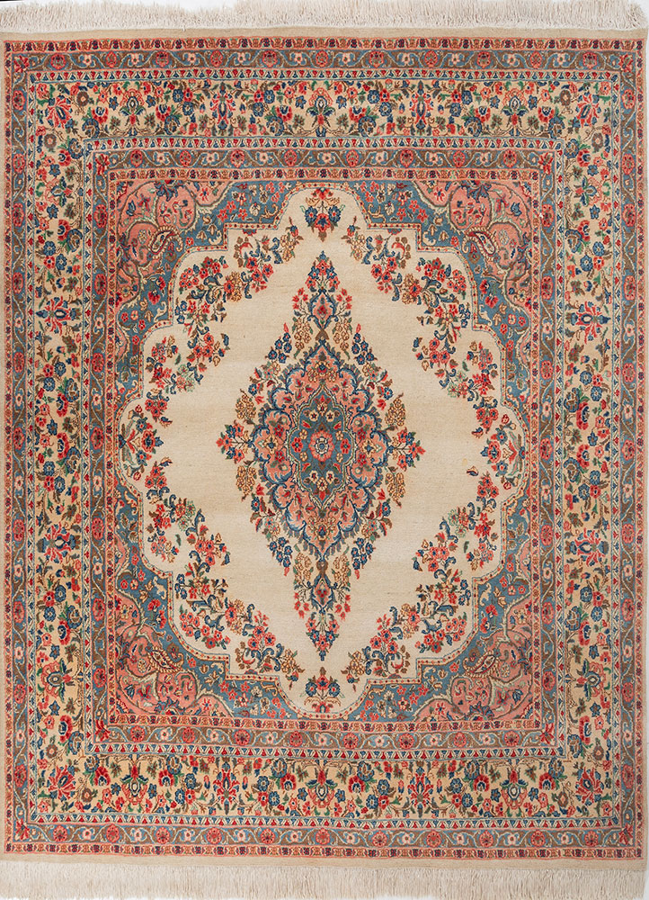 aalam gold wool hand knotted Rug - HeadShot