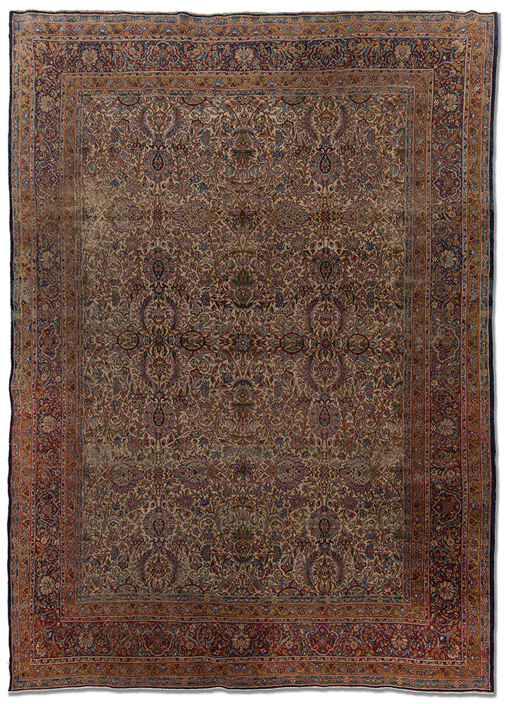 aalam pink and purple wool hand knotted Rug - HeadShot