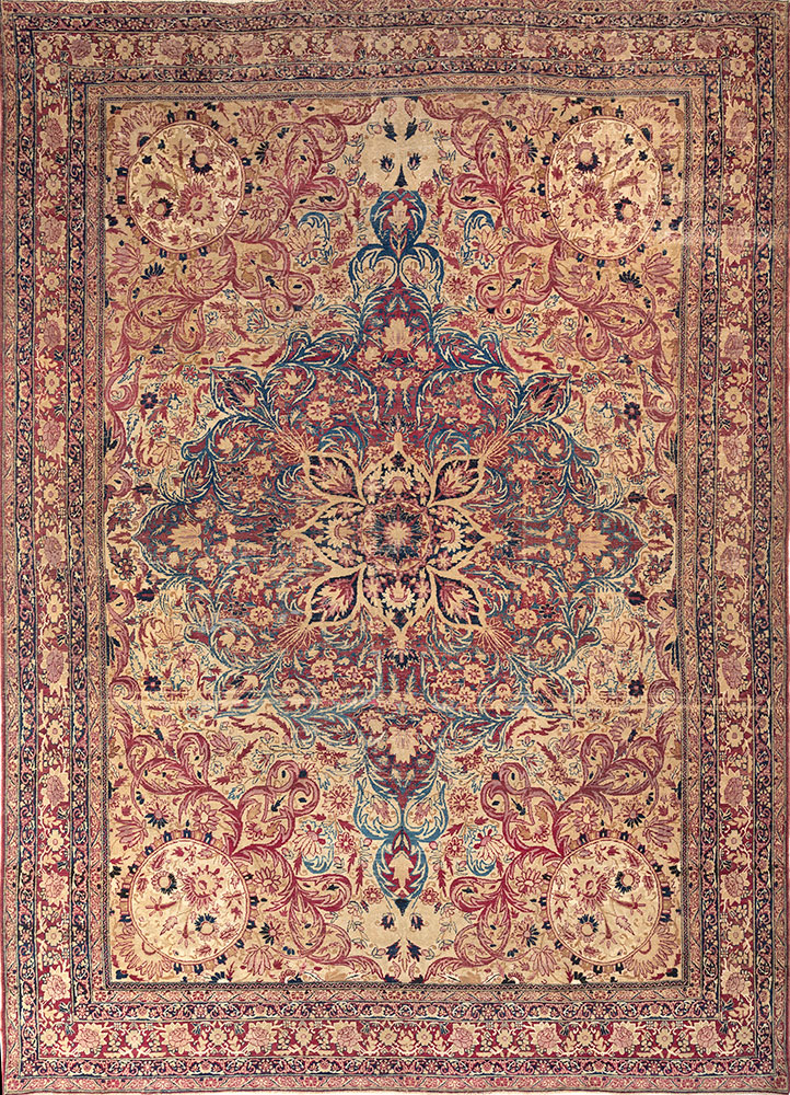 aalam pink and purple wool hand knotted Rug - HeadShot