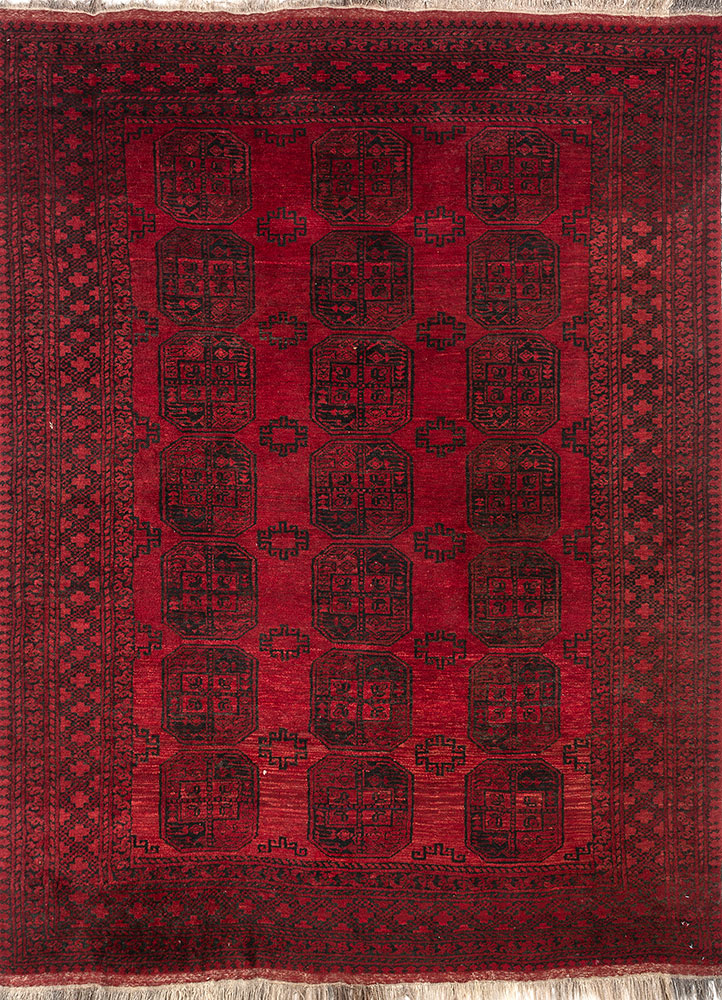 kiaan red and orange wool hand knotted Rug - HeadShot
