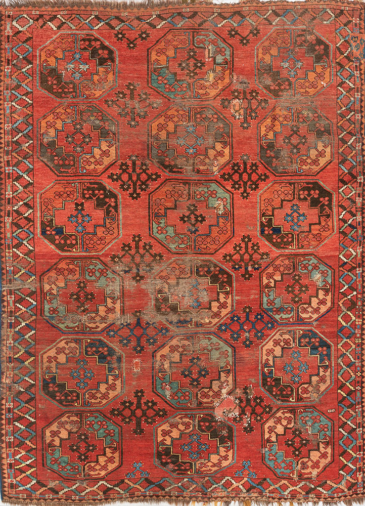 kiaan red and orange wool hand knotted Rug - HeadShot