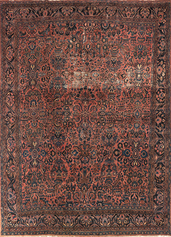 aalam grey and black wool hand knotted Rug - HeadShot
