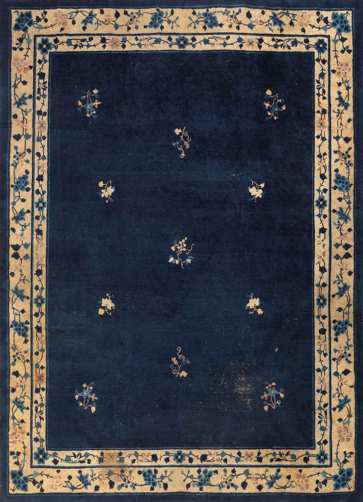 pechino blue wool hand knotted Rug - HeadShot