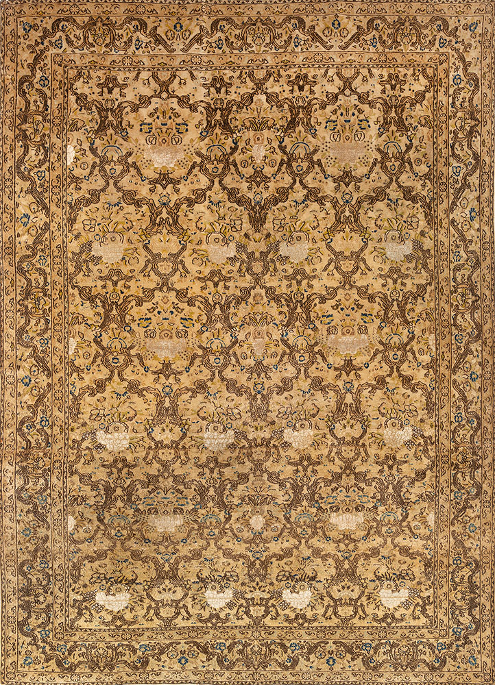 aalam red and orange wool hand knotted Rug - HeadShot