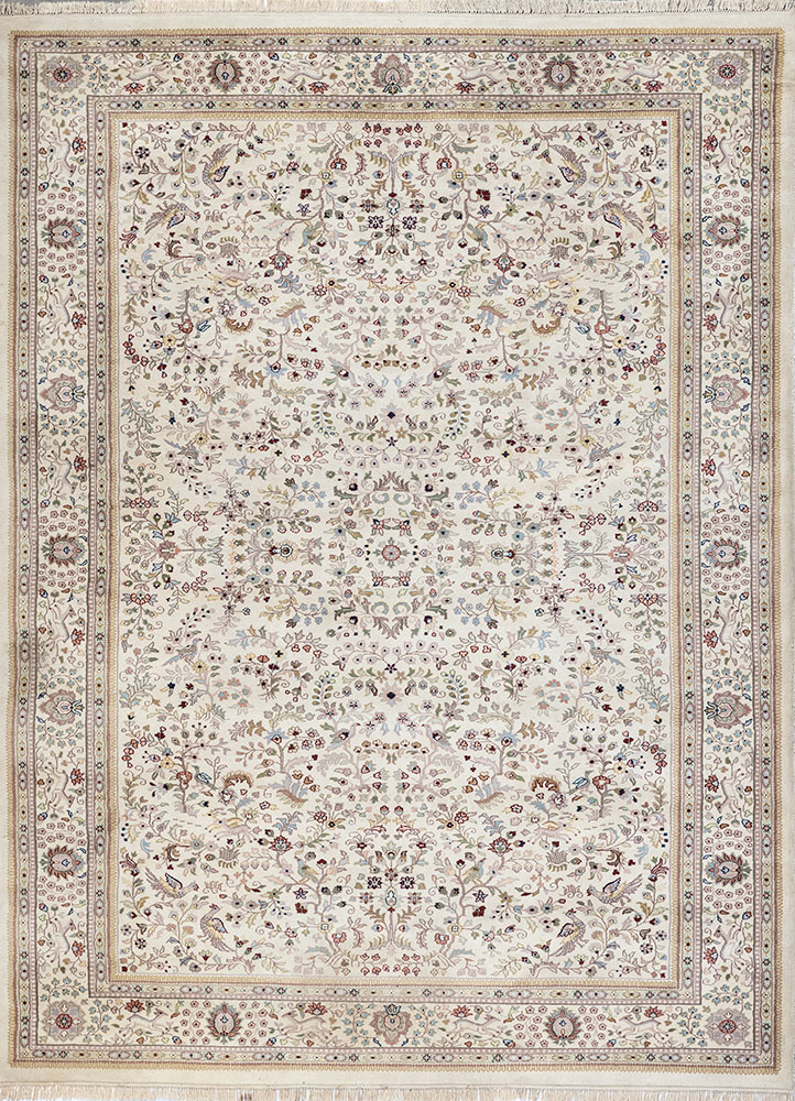 aalam ivory wool hand knotted Rug - HeadShot
