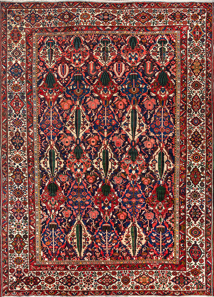 aalam red and orange wool hand knotted Rug - HeadShot