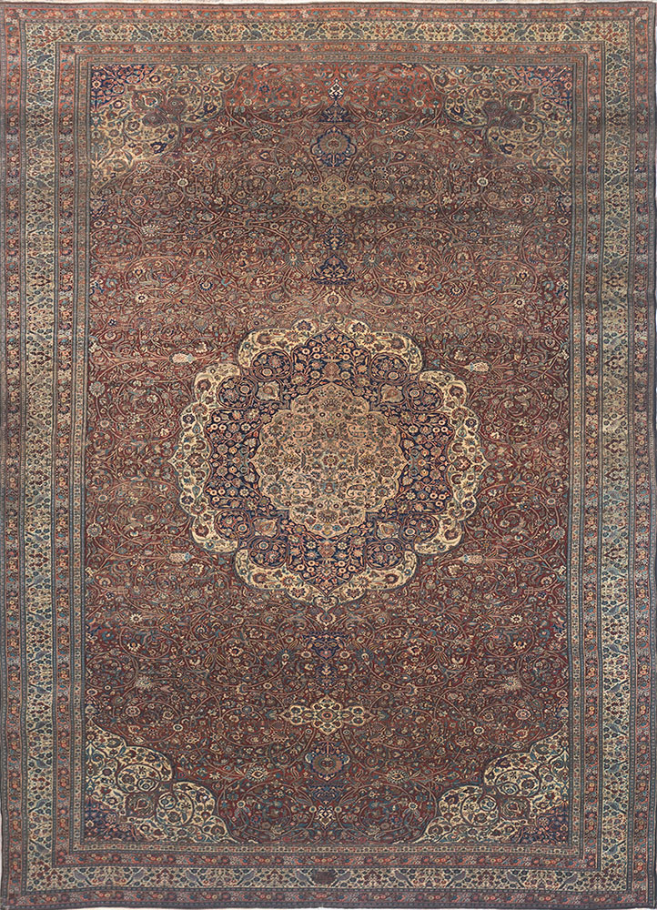 aalam green wool hand knotted Rug - HeadShot