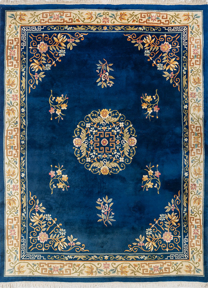 pechino red and orange wool hand knotted Rug - HeadShot