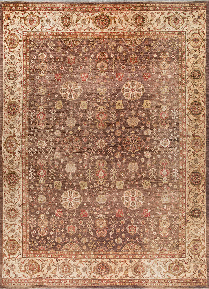 aalam red and orange wool hand knotted Rug - HeadShot