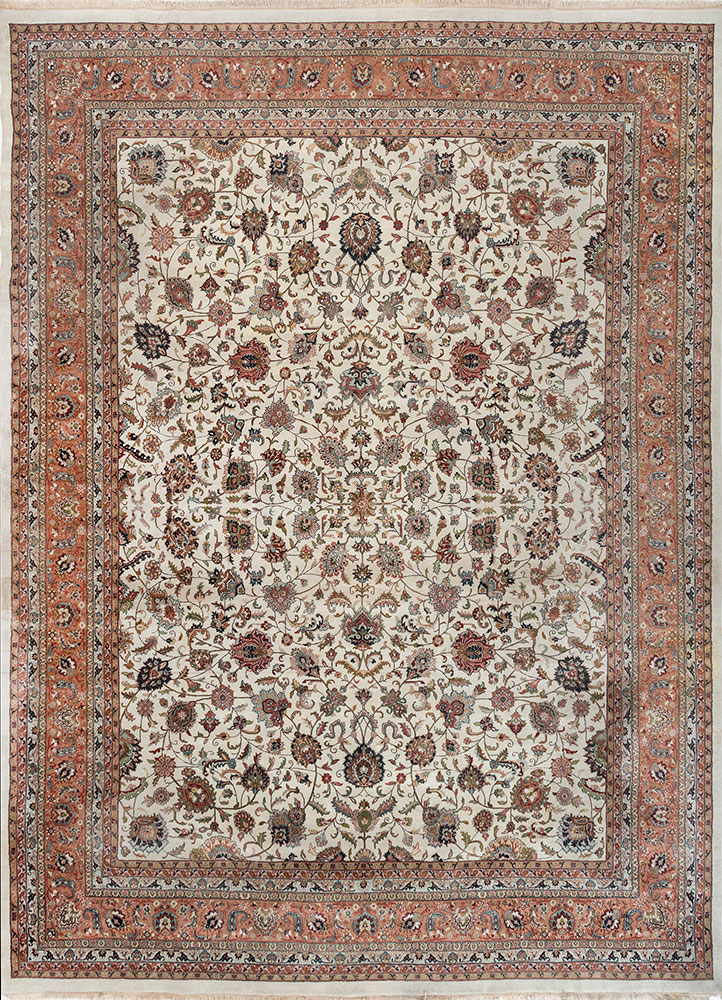 aalam blue wool hand knotted Rug - HeadShot