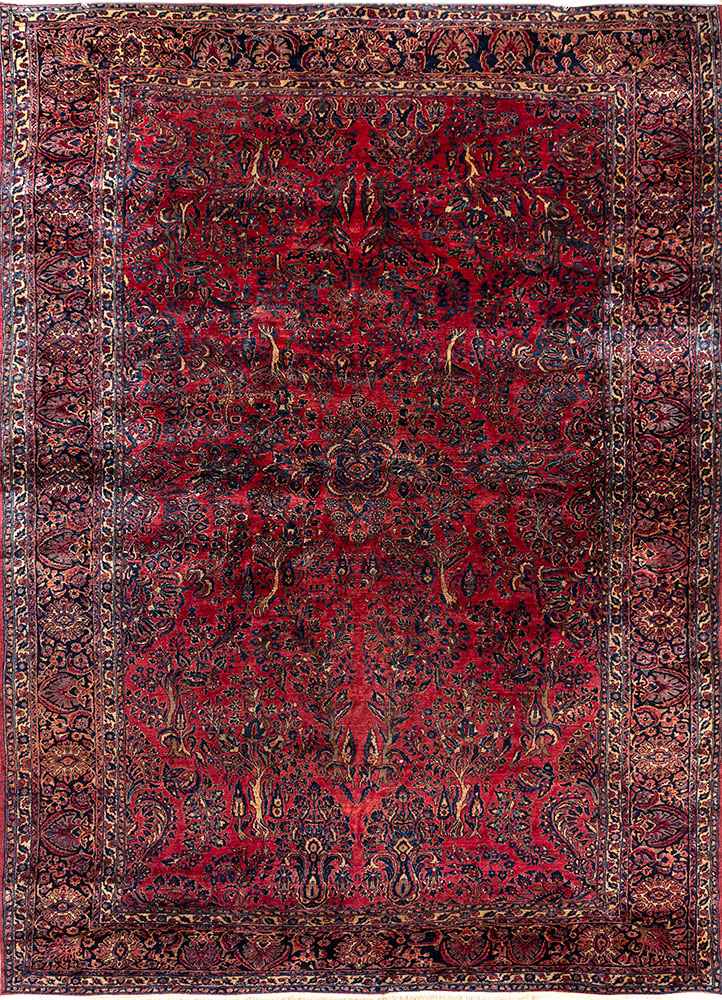 aalam blue wool hand knotted Rug - HeadShot