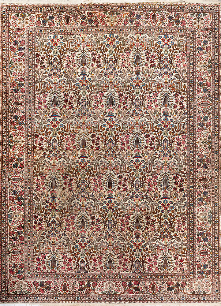 aalam red and orange wool hand knotted Rug - HeadShot