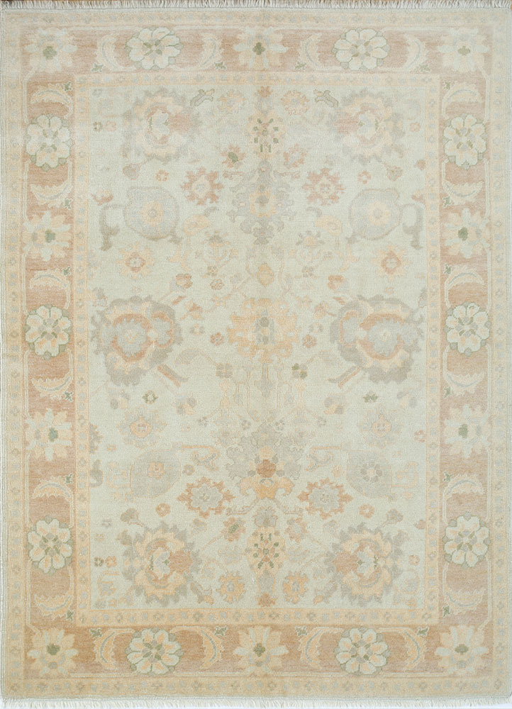 aalam beige and brown wool hand knotted Rug - HeadShot