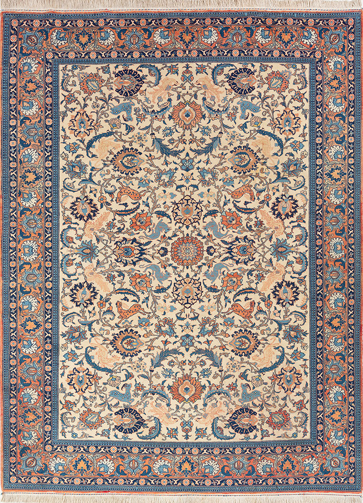 aalam gold wool hand knotted Rug - HeadShot