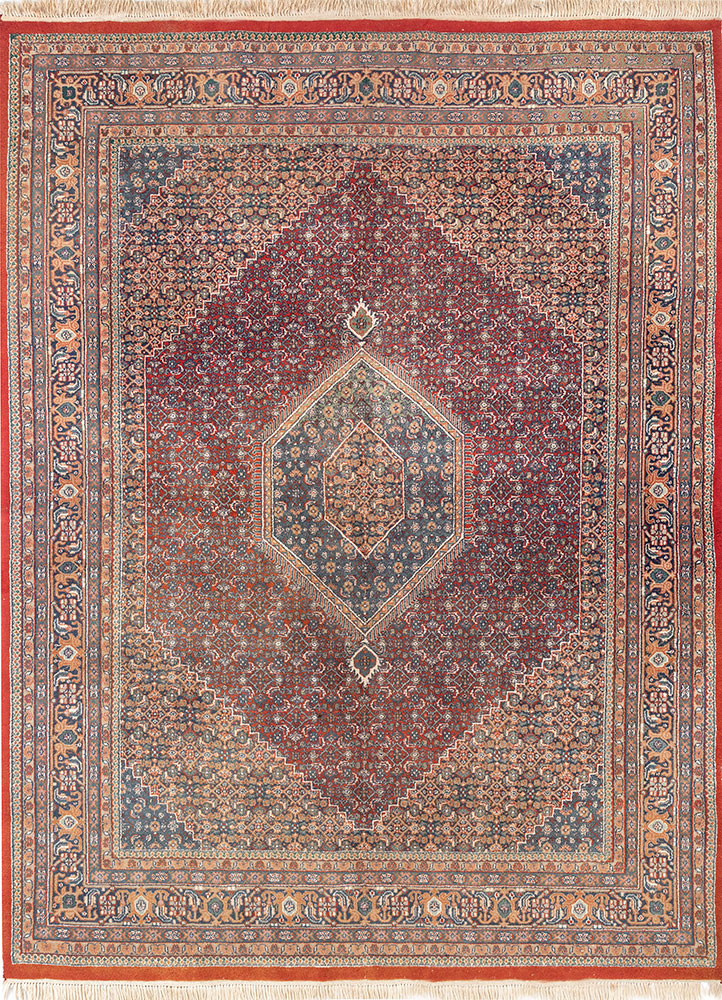 aalam blue wool hand knotted Rug - HeadShot