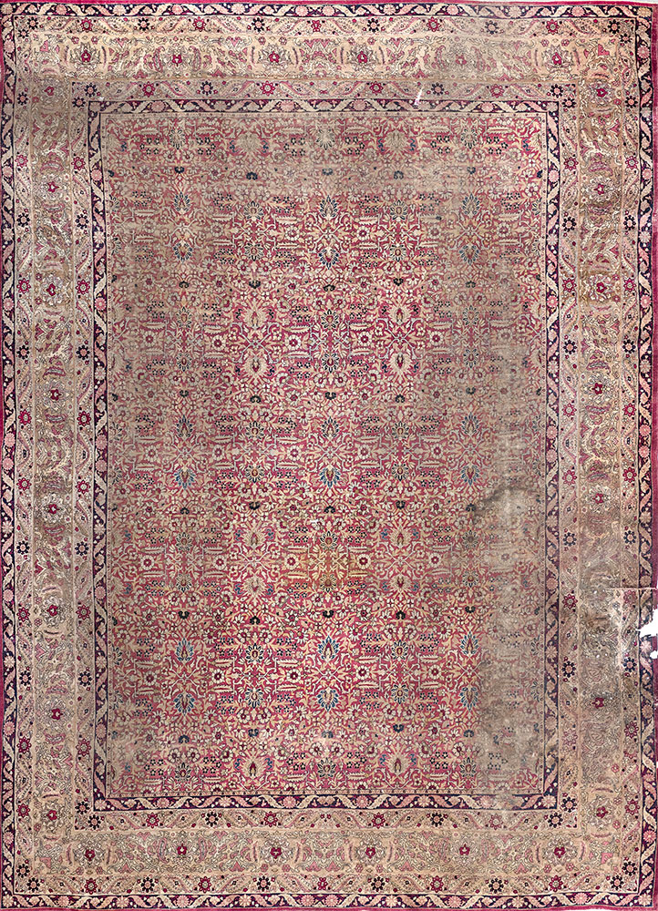 aalam pink and purple wool hand knotted Rug - HeadShot