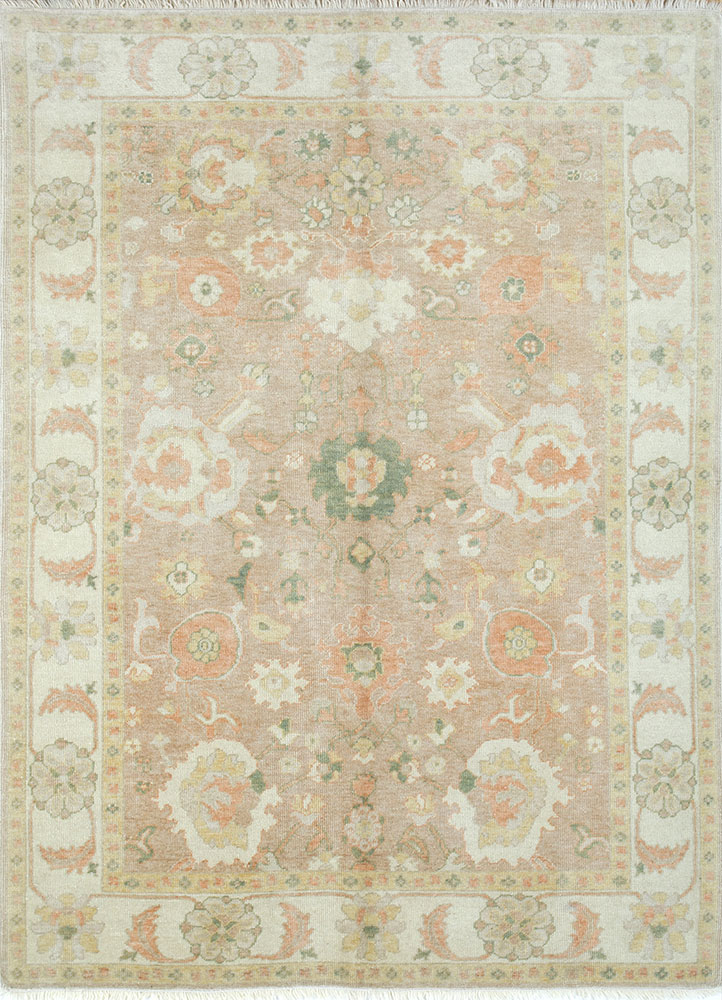 aalam pink and purple wool hand knotted Rug - HeadShot