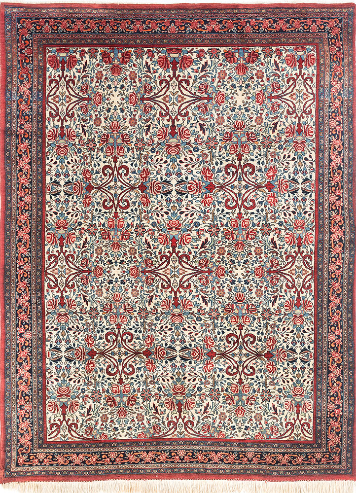 aalam red and orange wool hand knotted Rug - HeadShot