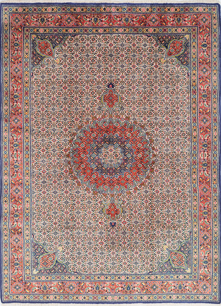 aalam green wool hand knotted Rug - HeadShot