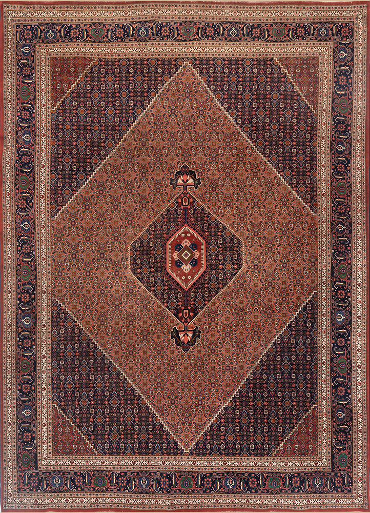 aalam blue wool hand knotted Rug - HeadShot