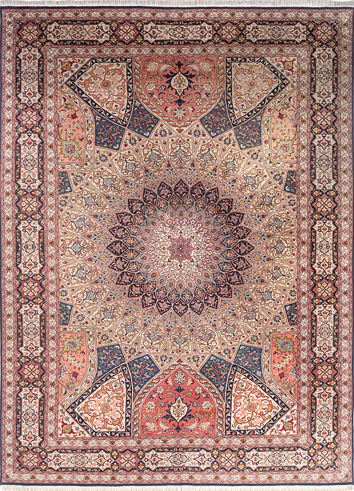 aalam blue wool hand knotted Rug - HeadShot