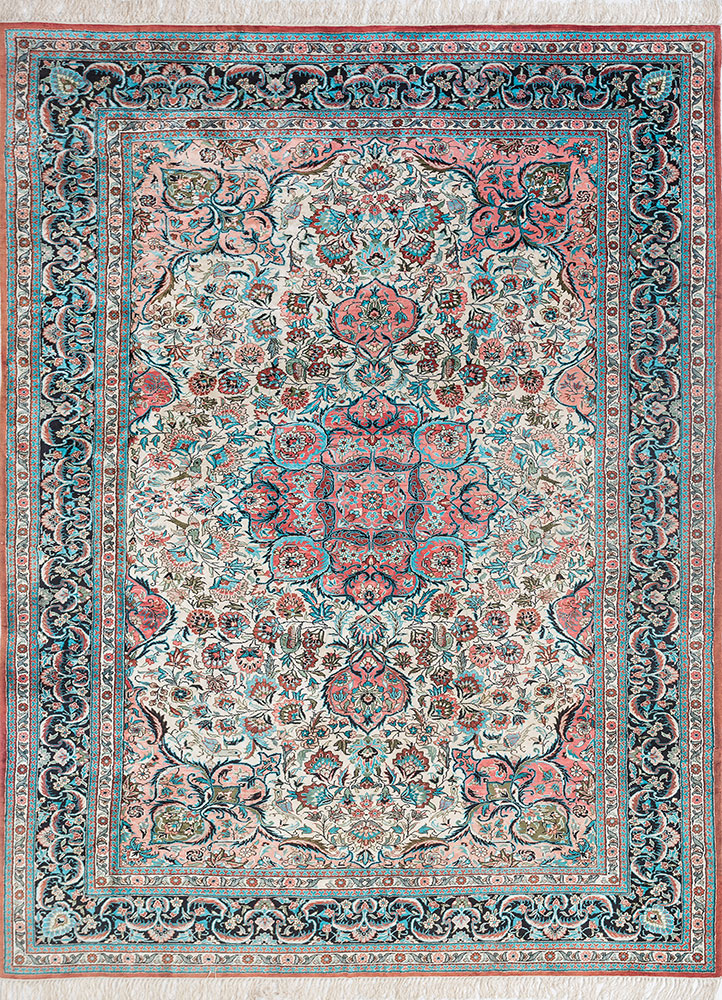 gulmarg blue silk hand knotted Rug - HeadShot