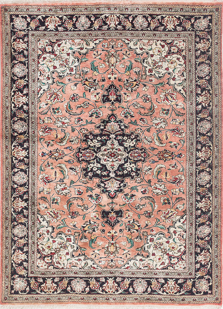 gulmarg blue silk hand knotted Rug - HeadShot
