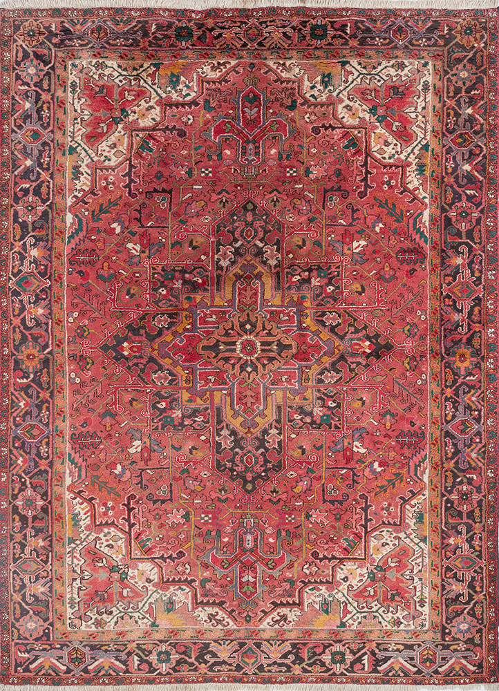 aalam pink and purple wool hand knotted Rug - HeadShot