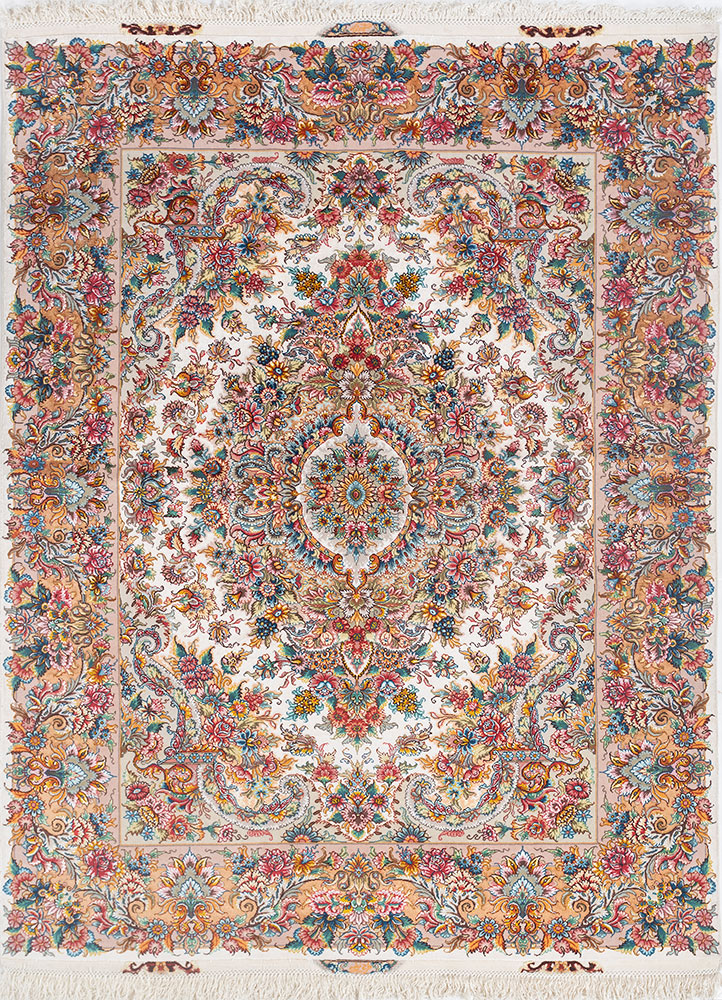 aalam blue wool and silk hand knotted Rug - HeadShot
