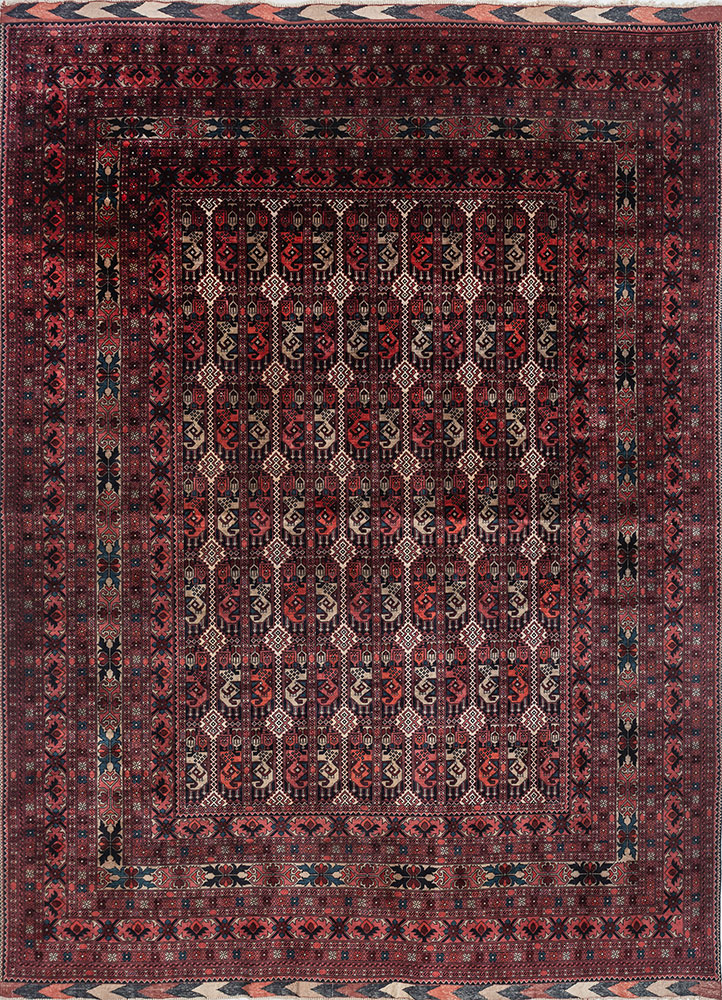 aalam blue wool hand knotted Rug - HeadShot