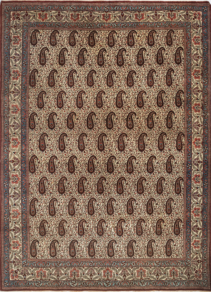 aalam red and orange wool hand knotted Rug - HeadShot